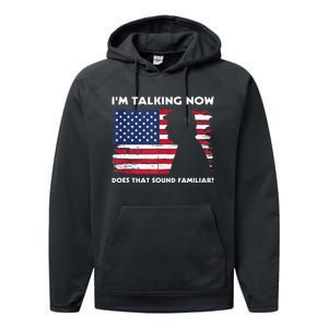 Im Talking Now Does That Sound Familiar Funny Trump Debate Performance Fleece Hoodie