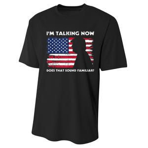 Im Talking Now Does That Sound Familiar Funny Trump Debate Performance Sprint T-Shirt