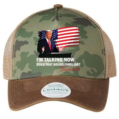 IM Talking Now Does That Sound Familiar Trump 2024 Election Legacy Tie Dye Trucker Hat