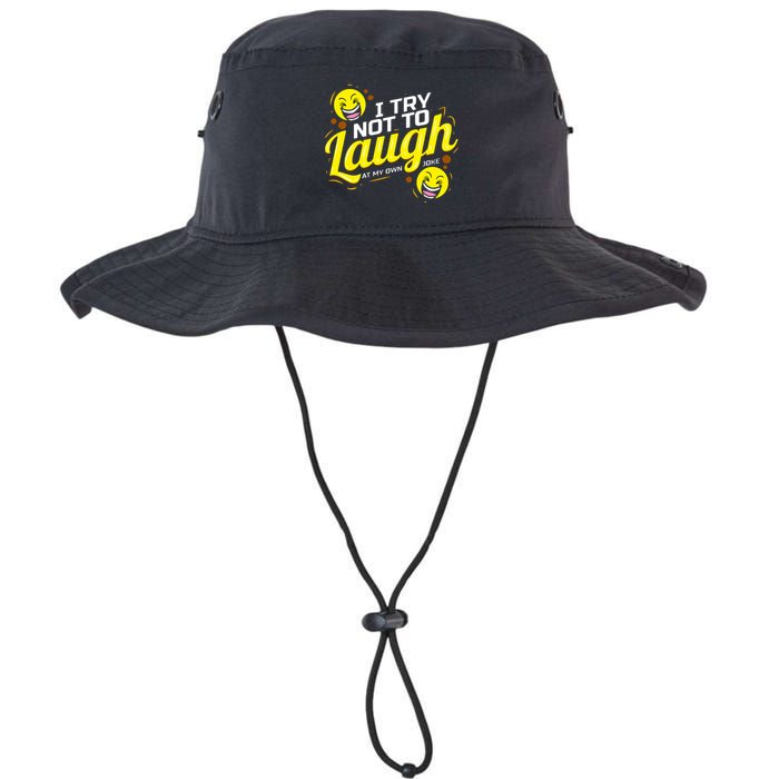 I Try Not To Laugh At My Own Jokes Funny Bucket Hat