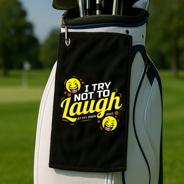 I Try Not To Laugh At My Own Jokes Funny Golf Towel