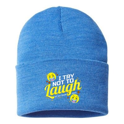 I Try Not To Laugh At My Own Jokes Funny Sustainable Knit Beanie
