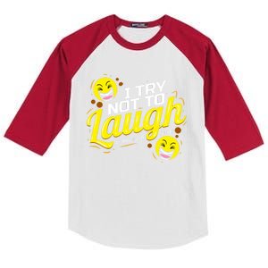 I Try Not To Laugh At My Own Jokes Funny Kids Colorblock Raglan Jersey