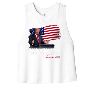 IM Talking Now Does That Sound Familiar Trump 2024 Election Women's Racerback Cropped Tank