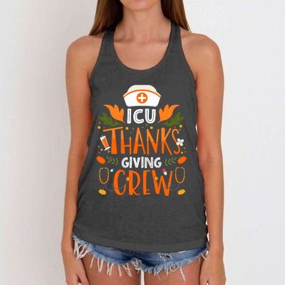 Icu Thanksgiving Nurse Crew Thanksgiving Intensive Care Unit Women's Knotted Racerback Tank