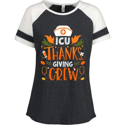 Icu Thanksgiving Nurse Crew Thanksgiving Intensive Care Unit Enza Ladies Jersey Colorblock Tee