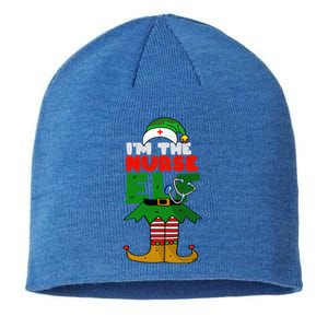 Im The Nurse Elf Cute Christmas Nurse Gear For Parties Gift Sustainable Beanie