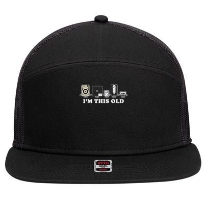 I'm This Old Retro Vintage Cassette Tape Floppy Disk Vhs 7 Panel Mesh Trucker Snapback Hat