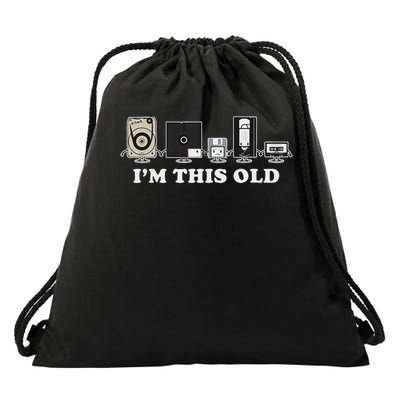I'm This Old Retro Vintage Cassette Tape Floppy Disk Vhs Drawstring Bag