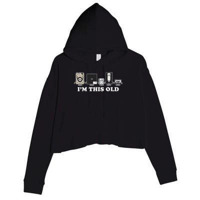I'm This Old Retro Vintage Cassette Tape Floppy Disk Vhs Crop Fleece Hoodie