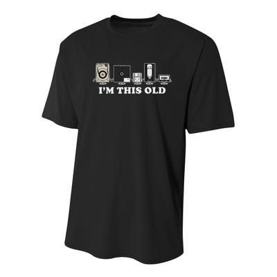 I'm This Old Retro Vintage Cassette Tape Floppy Disk Vhs Youth Performance Sprint T-Shirt