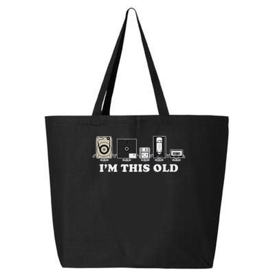 I'm This Old Retro Vintage Cassette Tape Floppy Disk Vhs 25L Jumbo Tote