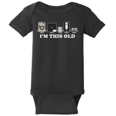 I'm This Old Retro Vintage Cassette Tape Floppy Disk Vhs Baby Bodysuit