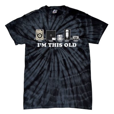 I'm This Old Retro Vintage Cassette Tape Floppy Disk Vhs Tie-Dye T-Shirt