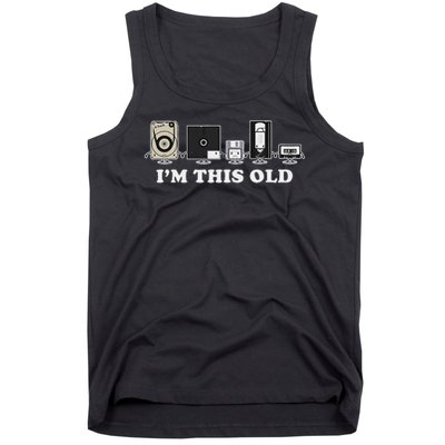 I'm This Old Retro Vintage Cassette Tape Floppy Disk Vhs Tank Top
