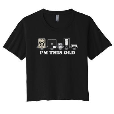 I'm This Old Retro Vintage Cassette Tape Floppy Disk Vhs Crop Top