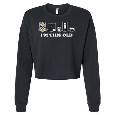 I'm This Old Retro Vintage Cassette Tape Floppy Disk Vhs Cropped Pullover Crew