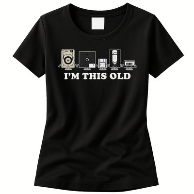 I'm This Old Retro Vintage Cassette Tape Floppy Disk Vhs Womens T-Shirt