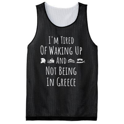 I’m Tired of Waking Up and Not Being In Greece Funny Greek Mesh Reversible Basketball Jersey Tank