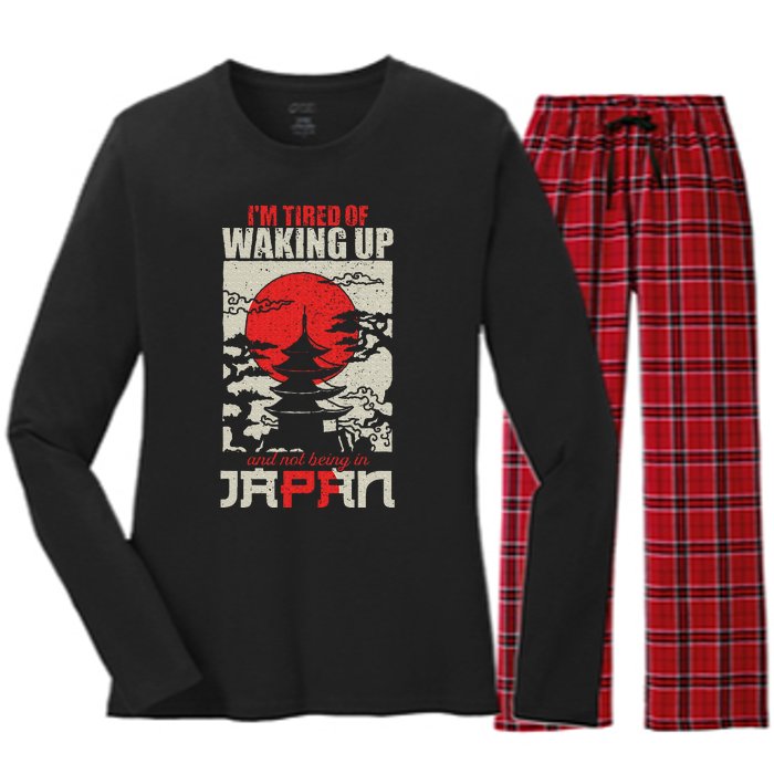 IM Tired Of Waking Up And Not Being In Japan Japanese Women's Long Sleeve Flannel Pajama Set 