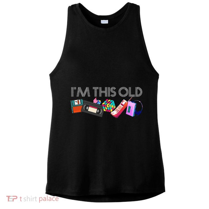 Im This Old 80s Technology Icons 1980s Birthday Ladies PosiCharge Tri-Blend Wicking Tank