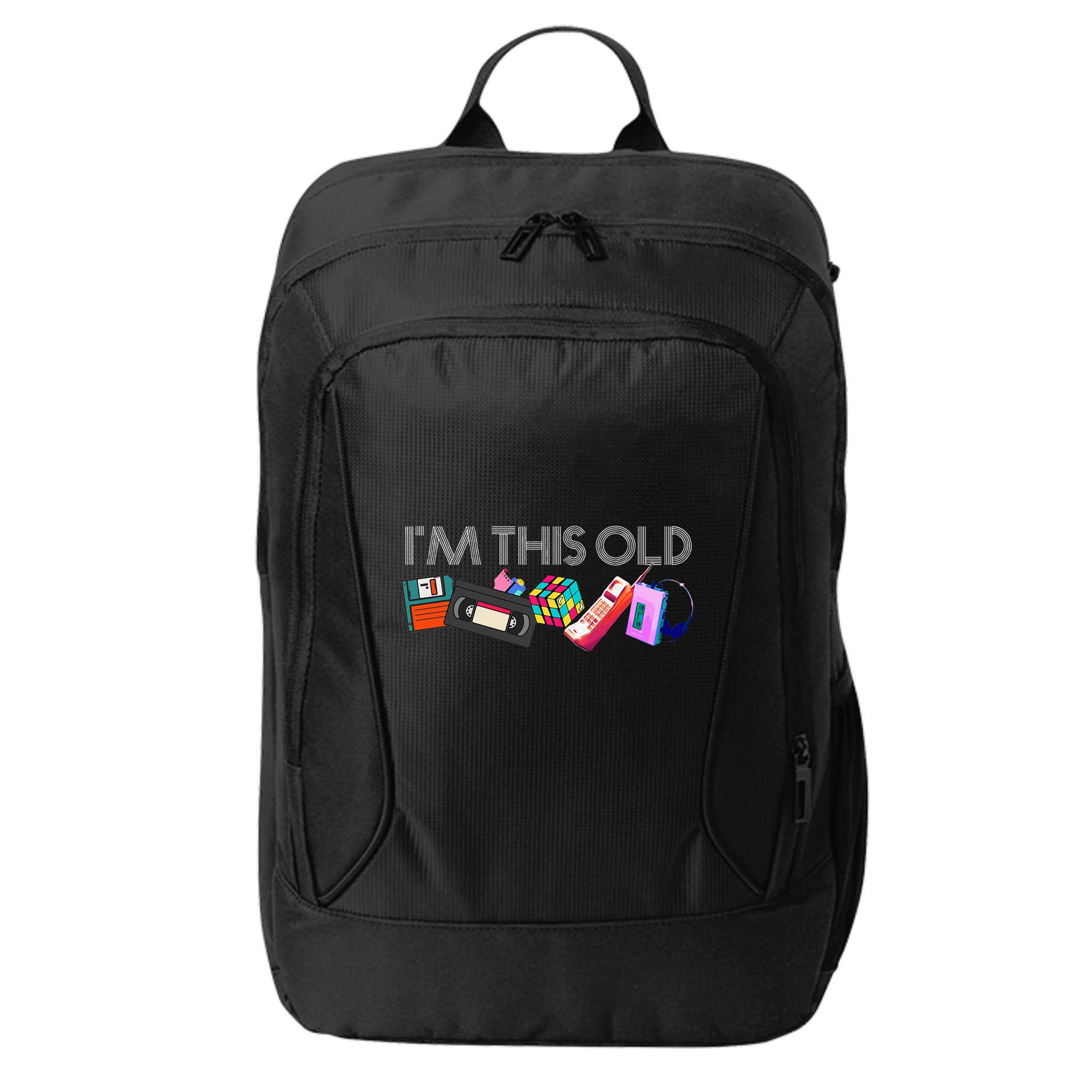 Im This Old 80s Technology Icons 1980s Birthday City Backpack