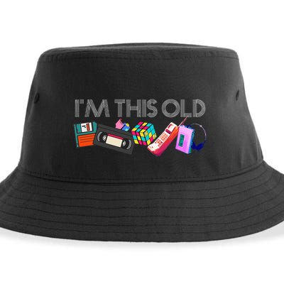 Im This Old 80s Technology Icons 1980s Birthday Sustainable Bucket Hat