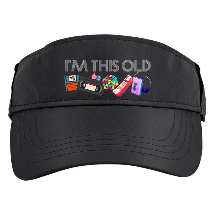 Im This Old 80s Technology Icons 1980s Birthday Adult Drive Performance Visor