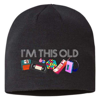 Im This Old 80s Technology Icons 1980s Birthday Sustainable Beanie