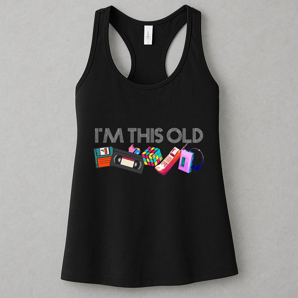 Im This Old 80s Technology Icons 1980s Birthday Womens Tank Top