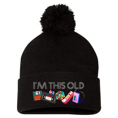 Im This Old 80s Technology Icons 1980s Birthday Pom Pom 12in Knit Beanie