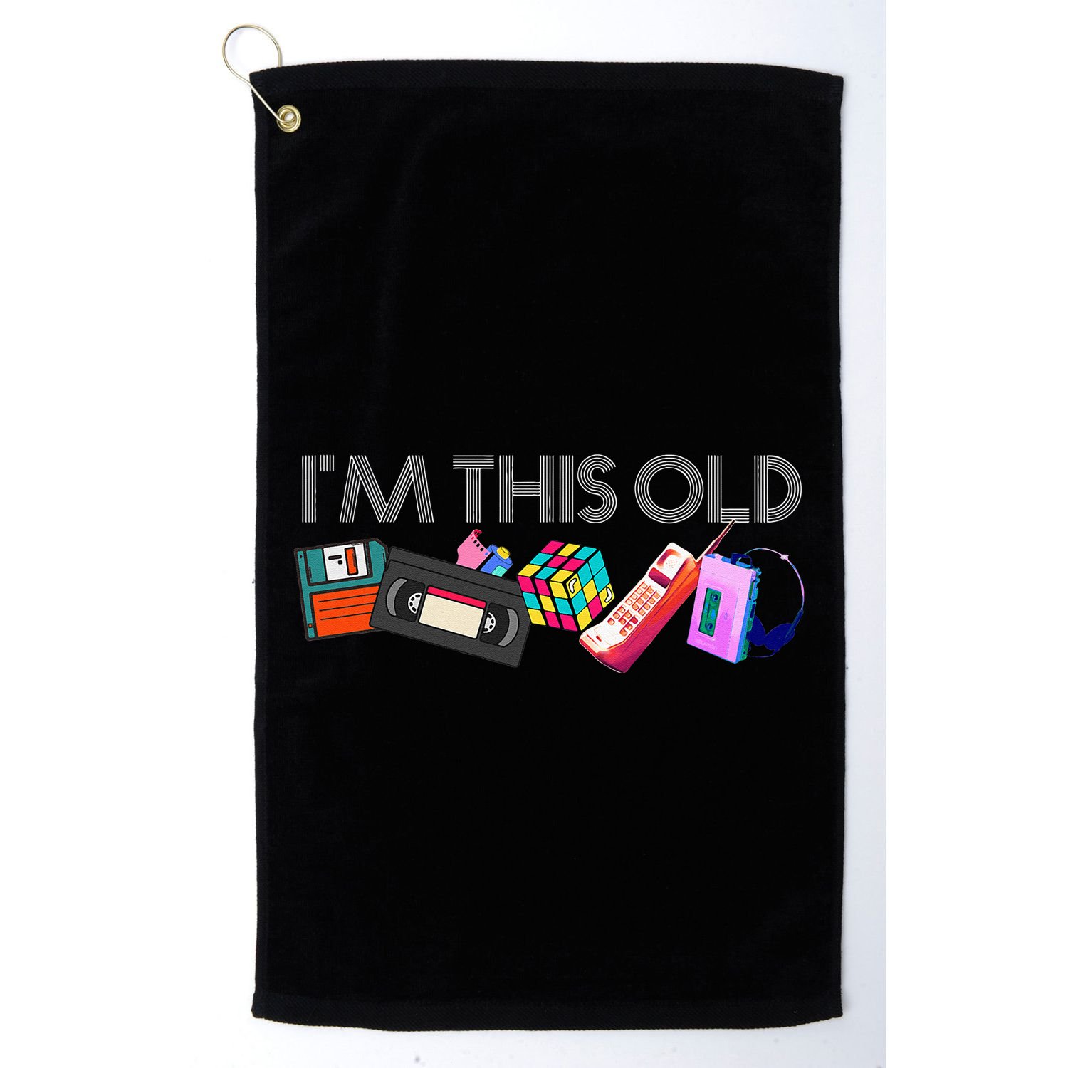 Im This Old 80s Technology Icons 1980s Birthday Golf Towel