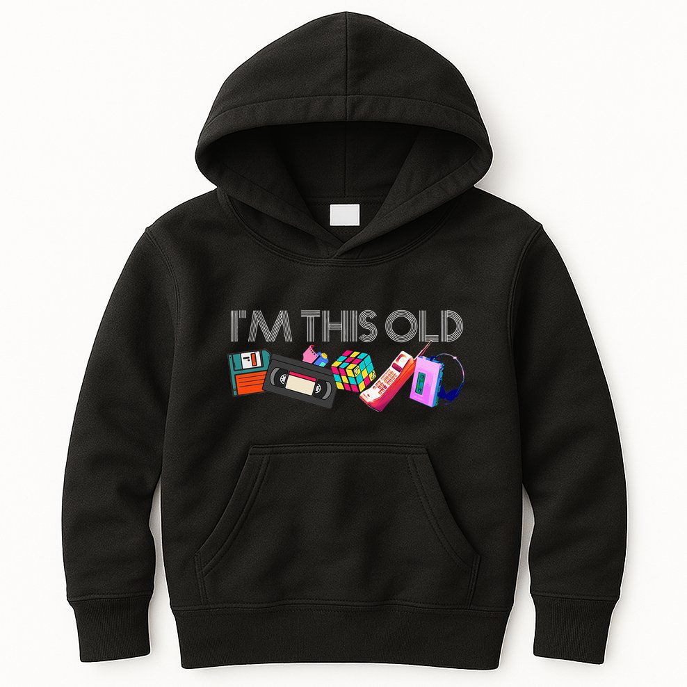 Im This Old 80s Technology Icons 1980s Birthday Kids Hoodie