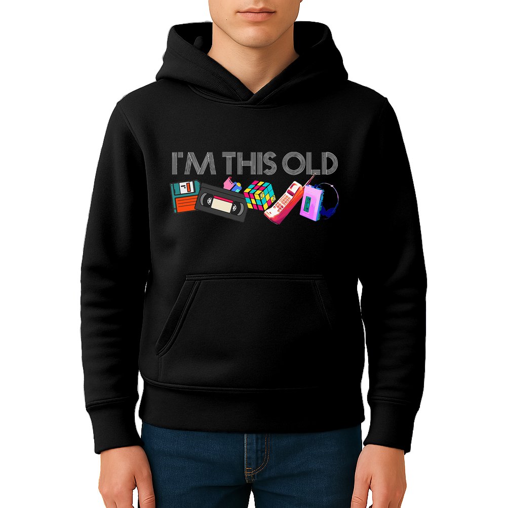 Im This Old 80s Technology Icons 1980s Birthday Kids Hoodie