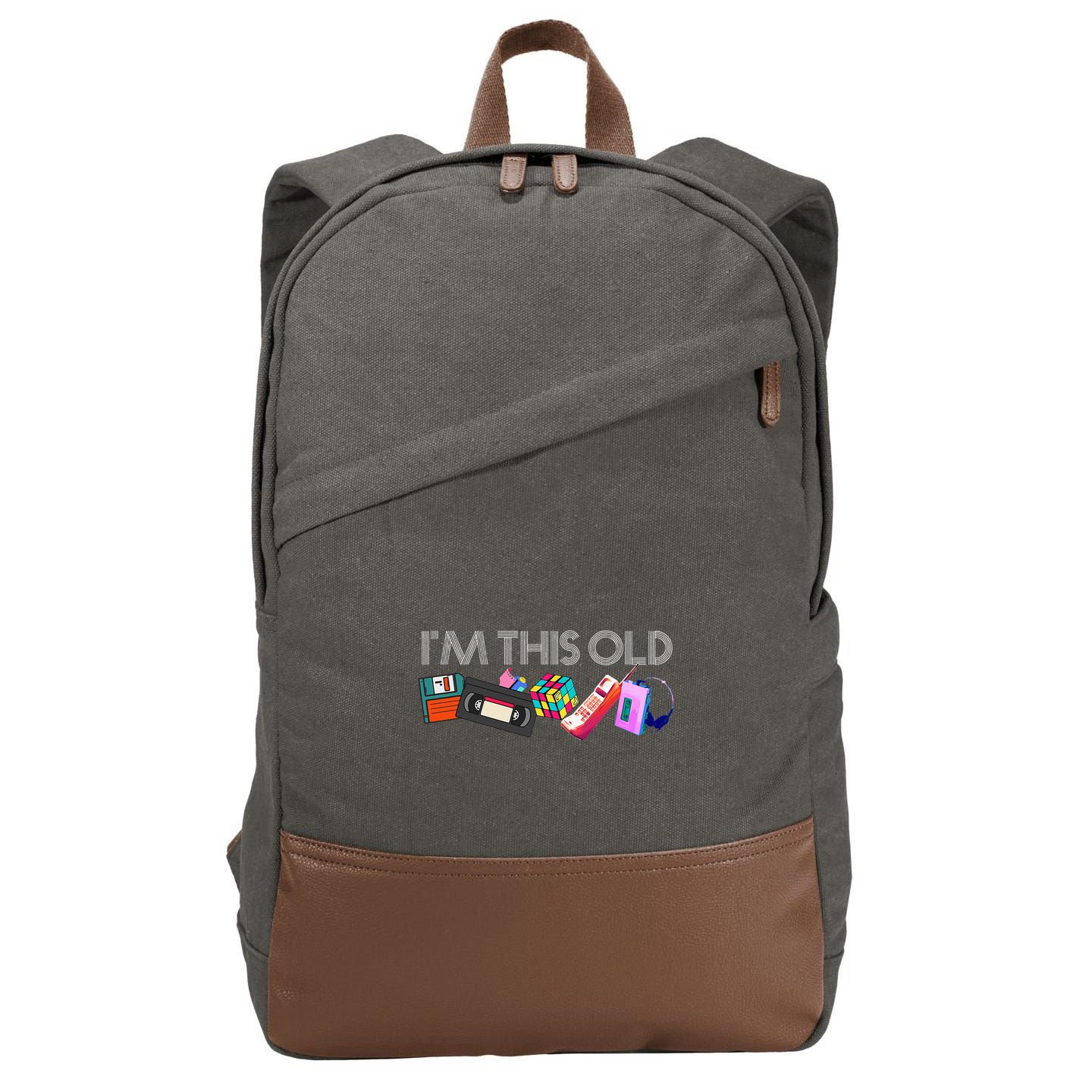 Im This Old 80s Technology Icons 1980s Birthday Cotton Canvas Backpack
