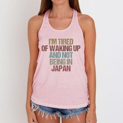 I’M Tired Of Waking Up And Not Being In Japan Funny Japanese Gift Women's Knotted Racerback Tank