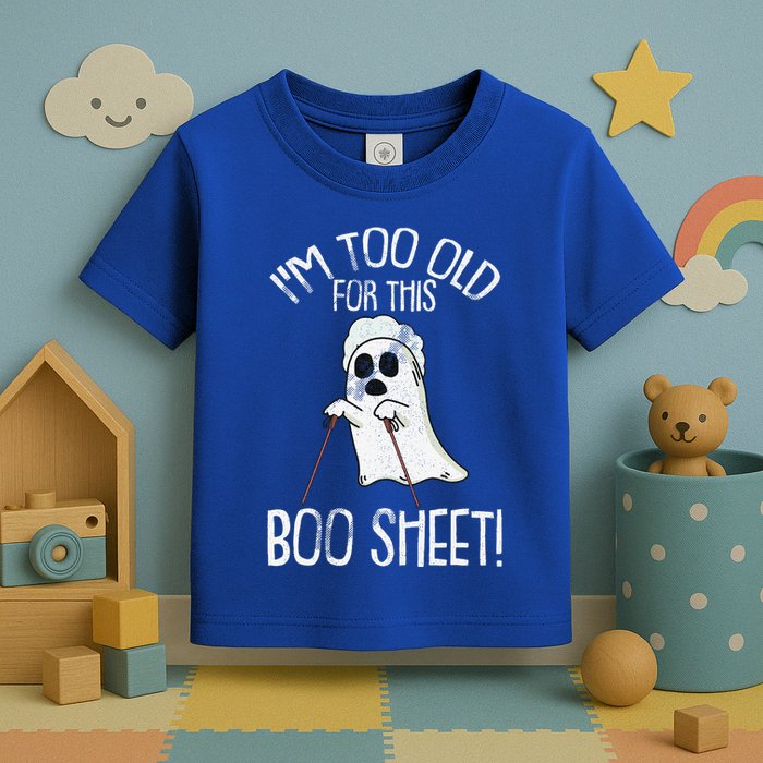 Im Too Old For This Boo Sheet Lazy Halloween Costume Ghost Toddler T-Shirt