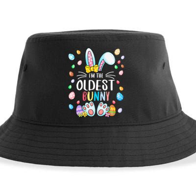 I'm The Oldest Bunny Ears Easter Day Family Matching Sustainable Bucket Hat