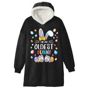 I'm The Oldest Bunny Ears Easter Day Family Matching Hooded Wearable Blanket