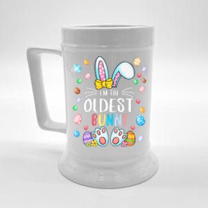 I'm The Oldest Bunny Ears Easter Day Family Matching Beer Stein