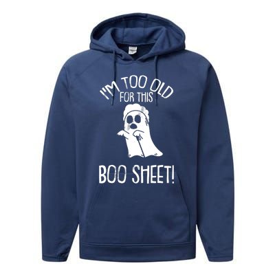 Im Too Old For This Boo Sheet Lazy Halloween Costume Ghost Performance Fleece Hoodie