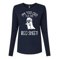 Im Too Old For This Boo Sheet Lazy Halloween Costume Ghost Womens Cotton Relaxed Long Sleeve T-Shirt