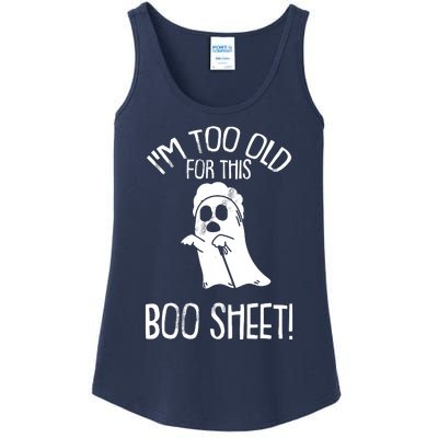 Im Too Old For This Boo Sheet Lazy Halloween Costume Ghost Ladies Essential Tank