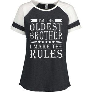 I'm The Oldest Brother I Make The Rules Funny Sibling Outfit Enza Ladies Jersey Colorblock Tee