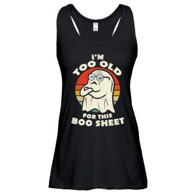 Im Too Old For This Boo Sheet Lazy Halloween Costume Ghost Ladies Essential Flowy Tank