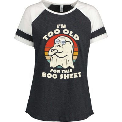 Im Too Old For This Boo Sheet Lazy Halloween Costume Ghost Enza Ladies Jersey Colorblock Tee