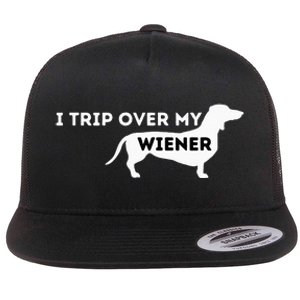 I Trip Over My Wiener Dachshund Lover Badger Dog Flat Bill Trucker Hat