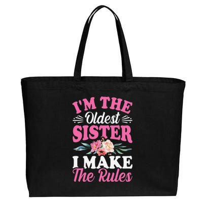 I'm the Oldest Sister I Make the Rules Siblings Sisters Cotton Canvas Jumbo Tote