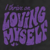 I Thrive On Loving Myself Retro Quote 7 Panel Mesh Trucker Snapback Hat