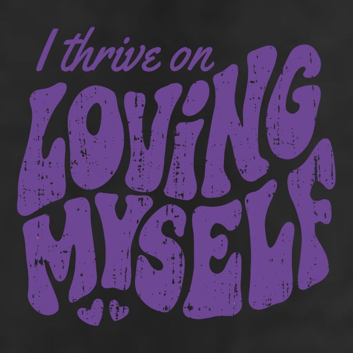 I Thrive On Loving Myself Retro Quote 7 Panel Mesh Trucker Snapback Hat